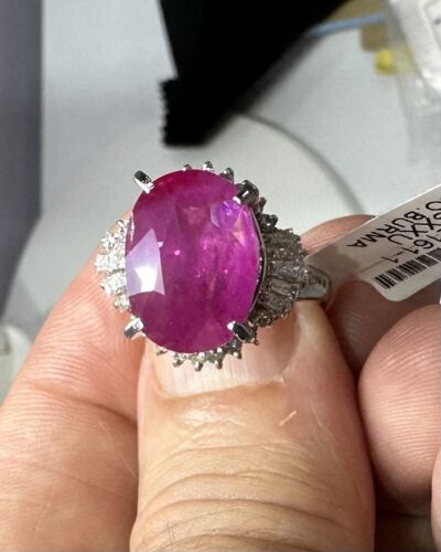 An Immense 9.71ct Burma Ruby & Diamond Ring AIGS