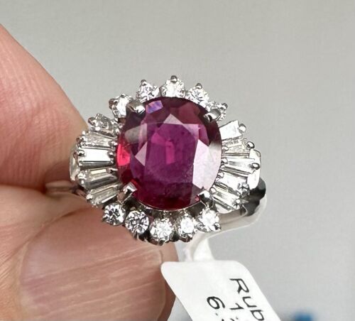 A Delightful 1.01ct Ruby & Diamond Platinum Ring AIGS Certified