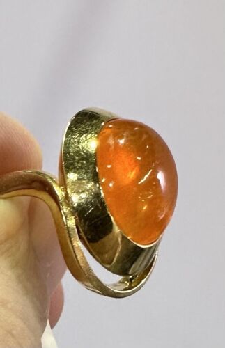 Delightful 4.57ct Mexican Fire Opal & Diamond 18k Ring