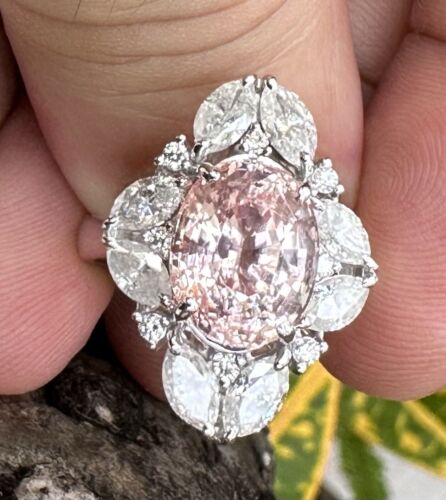 A Magnificent No Heat Unheated 5.83ct Padparadscha Sapphire & Diamond