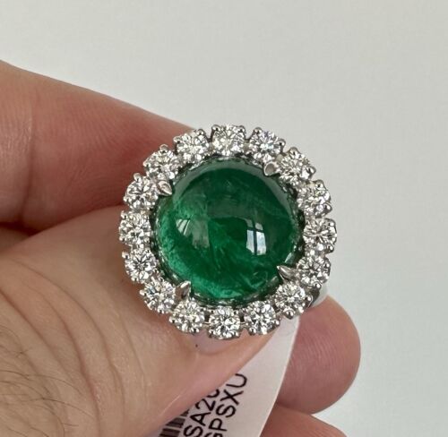 A Beautiful 9.65ct Colombia Emerald & Diamond Platinum Ring