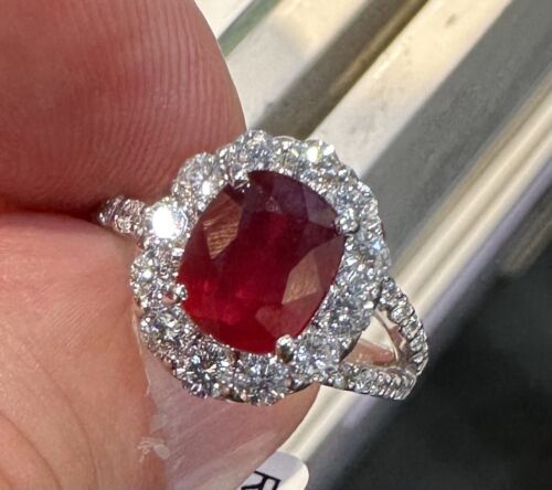 Sensational Unheated No Heat 3.00ct Pigeon’s Blood Ruby Ring GRS