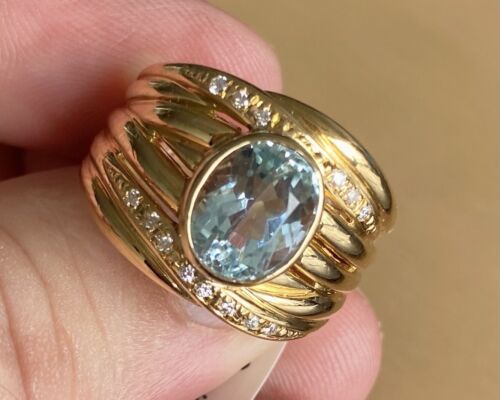 Beautiful Unisex Brazil 3.26ct Aquamarine 18k Ring