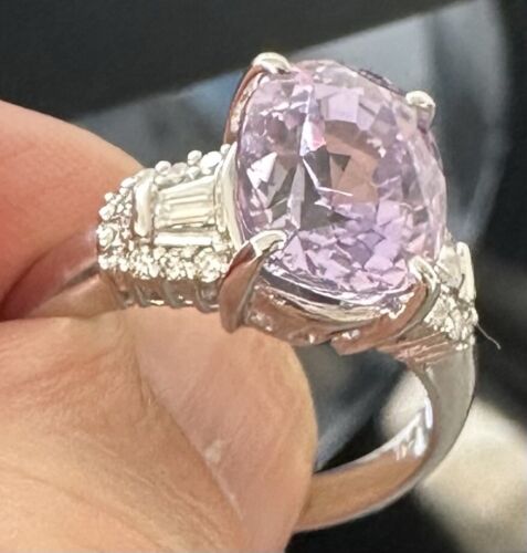 Sensational Unheated No Heat 6.60ct Lilac Sapphire & Diamond Ring GIA