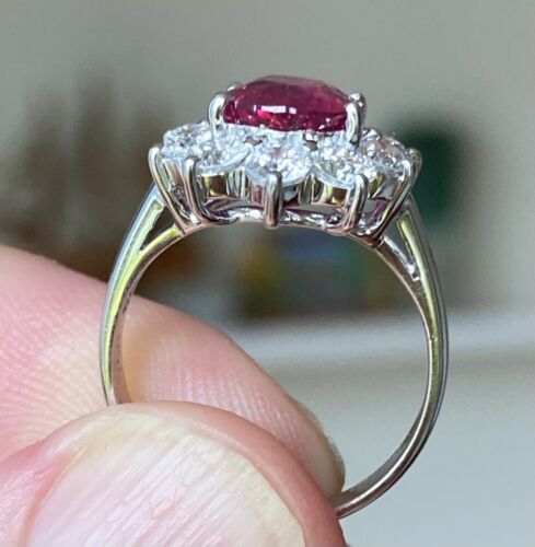 An Important Unheated Burma 3.11ct Ruby & Diamond Ring GRS Cert