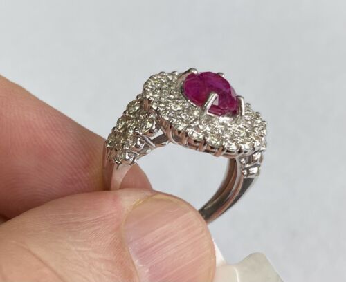 Beautiful Unheated 2.79ct Burma Ruby & Diamond Ring Lotus Certificate