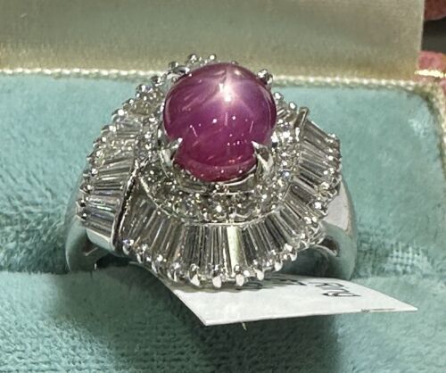 An Exquisite 3.92ct Burma  Star Ruby & Diamond Platinum Ring