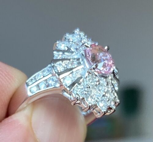 Sensational Unheated 1.05ct Padparadscha Sapphire & Diamond Ring GIA