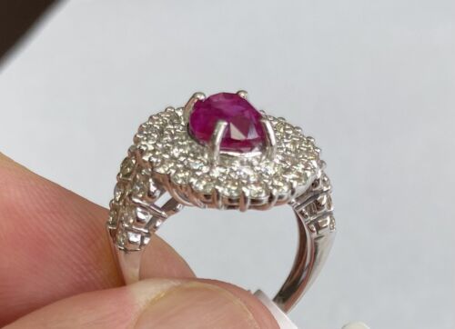 Beautiful Unheated 2.79ct Burma Ruby & Diamond Ring Lotus Certificate