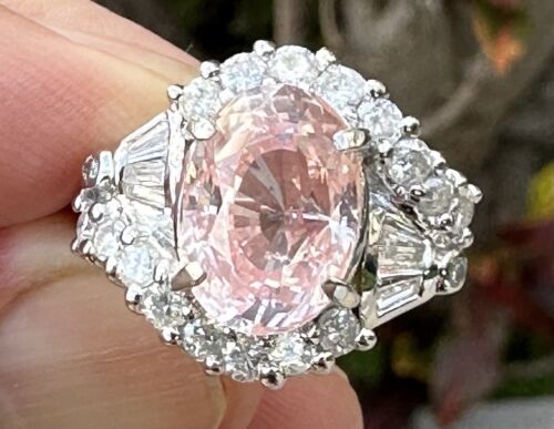 A Magnificent No Heat Unheated 6.04ct Padparadscha Sapphire Ring GRS