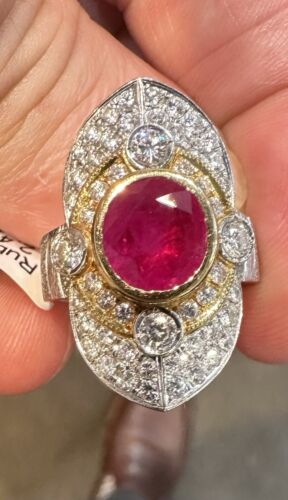 An Immense 2.40ct Burma Ruby & Diamond Ring