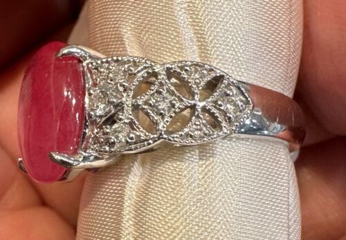 A Gorgeous 4.99ct Burmese Burma Ruby & Diamond Platinum Ring