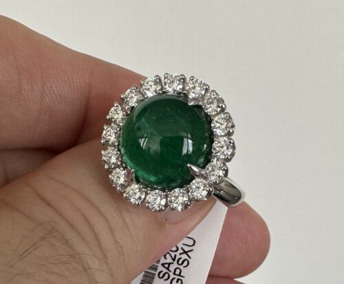 A Beautiful 9.65ct Colombia Emerald & Diamond Platinum Ring