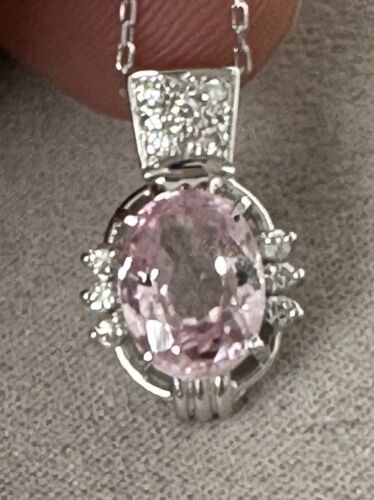 Pretty 3.06ct Unheated Sri Lanka Pink Sapphire Platinum Pendant