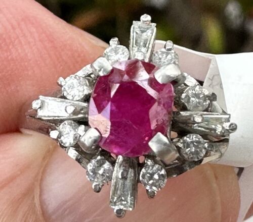 An Exquisite Unheated No Heat 1.11ct Burma Ruby & Diamond Plat Ring