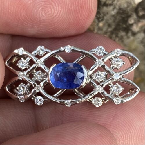 Beautiful Unheated No Heat 1.31ct Burma Blue Sapphire & Diamond Pendan