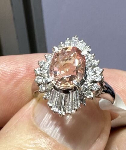 Exquisite Unheated No Heat 1.82ct Padparadscha Sapphire Platinum Ring