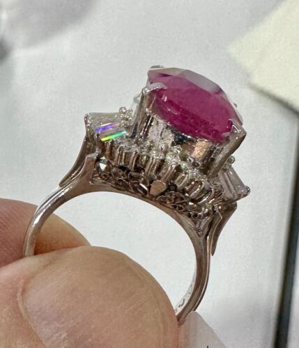 An Immense 9.71ct Burma Ruby & Diamond Ring AIGS