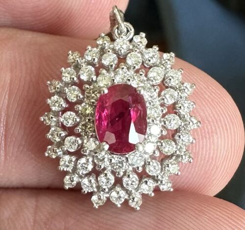 A Superb Unheated 1.00ct Burma Pigeon’s Blood Ruby Pendant AIGS