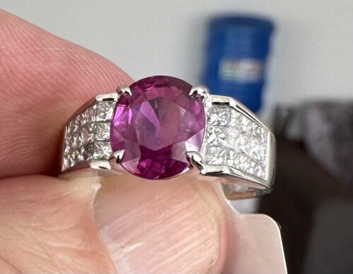 Magnificent 2.67ct Burmese Burma Ruby & Diamond Platinum Ring GIA