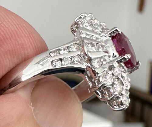 A Magnificent Unheated Burma 1.36ct Pigeon’s Blood Ruby & Dia Ring GRS