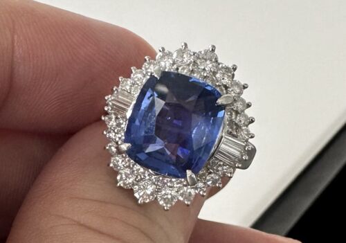 Magnificent Unheated No Heat 6.00ct Blue Sapphire Ring AIGS Cert