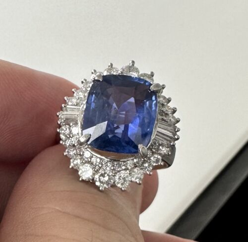 Magnificent Unheated No Heat 6.00ct Blue Sapphire Ring AIGS Cert