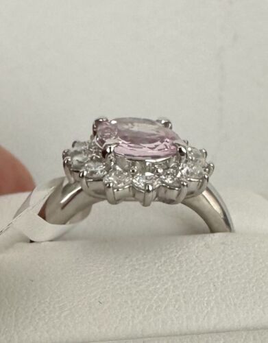 An Exquisite 2.15ct Padparadscha Sapphire & Diamond Platinum Ring AIGS