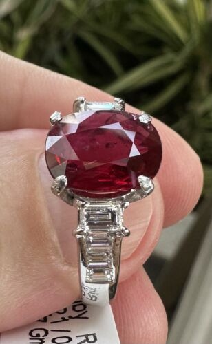 Sensational Unheated No Heat 3.21ct Pigeon’s Blood Ruby Ring Lotus C