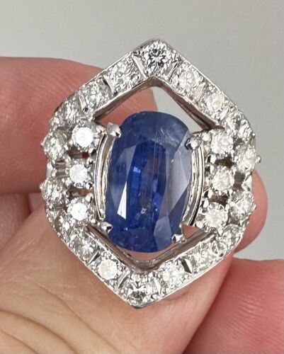 Magnificent Unheated Burma 7.28ct Cornflower Blue Sapphire Ring Lotus