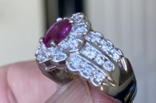 Beautiful Unheated No Heat 1.01ct Burma Ruby & Diamond Ring GIA