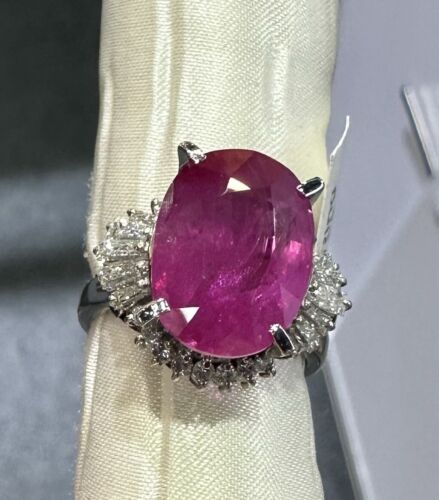 An Immense 9.71ct Burma Ruby & Diamond Ring AIGS