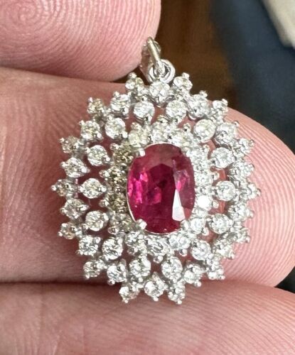 A Superb Unheated 1.00ct Burma Pigeon’s Blood Ruby Pendant AIGS