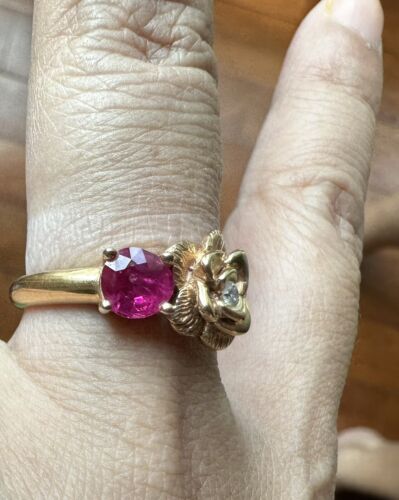 Beautiful Unheated No Heat Burma Ruby & Diamond Ring & Cert