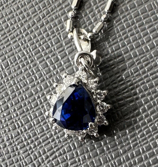 Absolutely Exquisite 2.01ct Royal Blue Sri Lanka Sapphire & Diamond Platinum Pendant