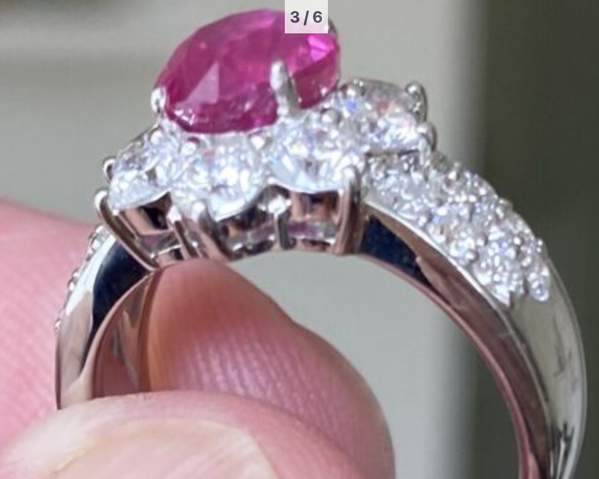 Stunning 2.05ct Unheated No Heat Burma Ruby + Diamond Ring