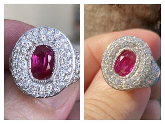 Beautiful Unheated 2.07ct Burma Ruby & Diamond Ring GIA Certificate