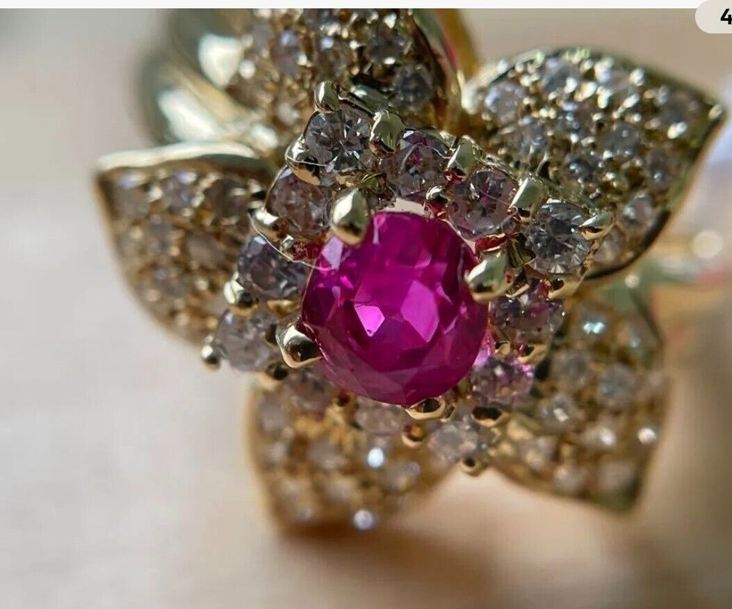 A Magnificent Unheated No Heat 1.02ct Burma Ruby & Diamond Ring GIA