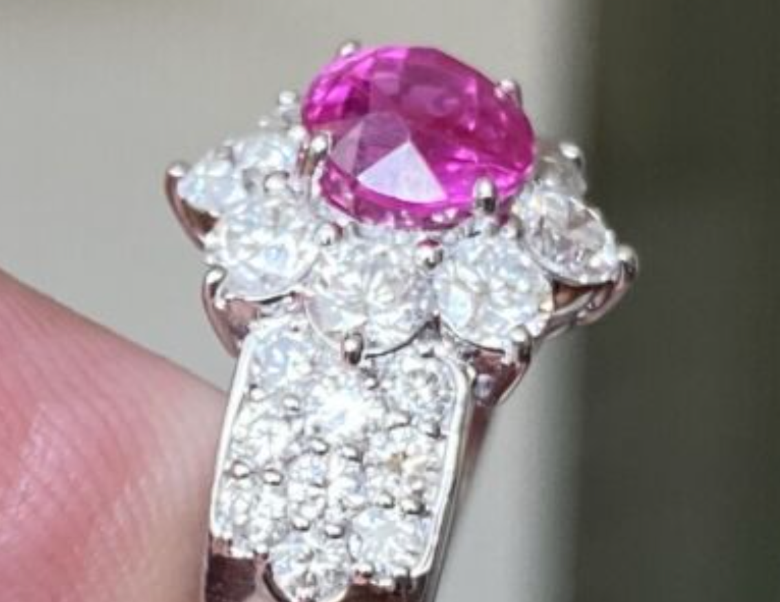 Stunning 2.05ct Unheated No Heat Burma Ruby + Diamond Ring