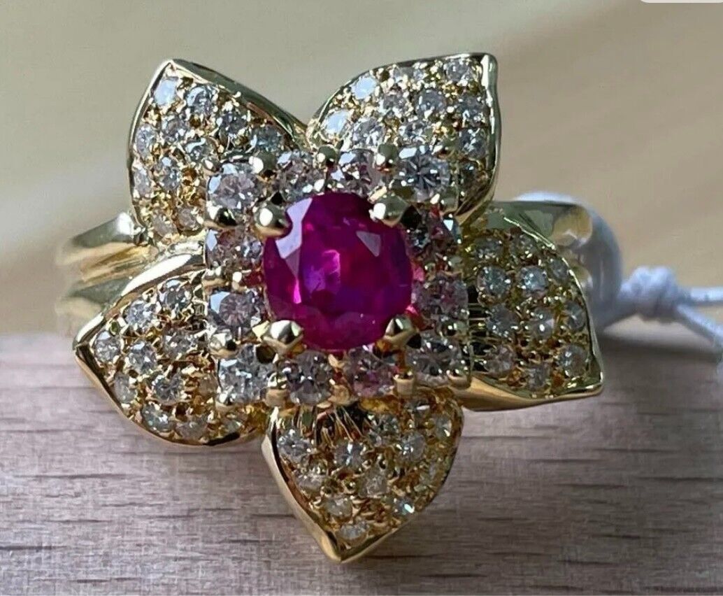 A Magnificent Unheated No Heat 1.02ct Burma Ruby & Diamond Ring GIA