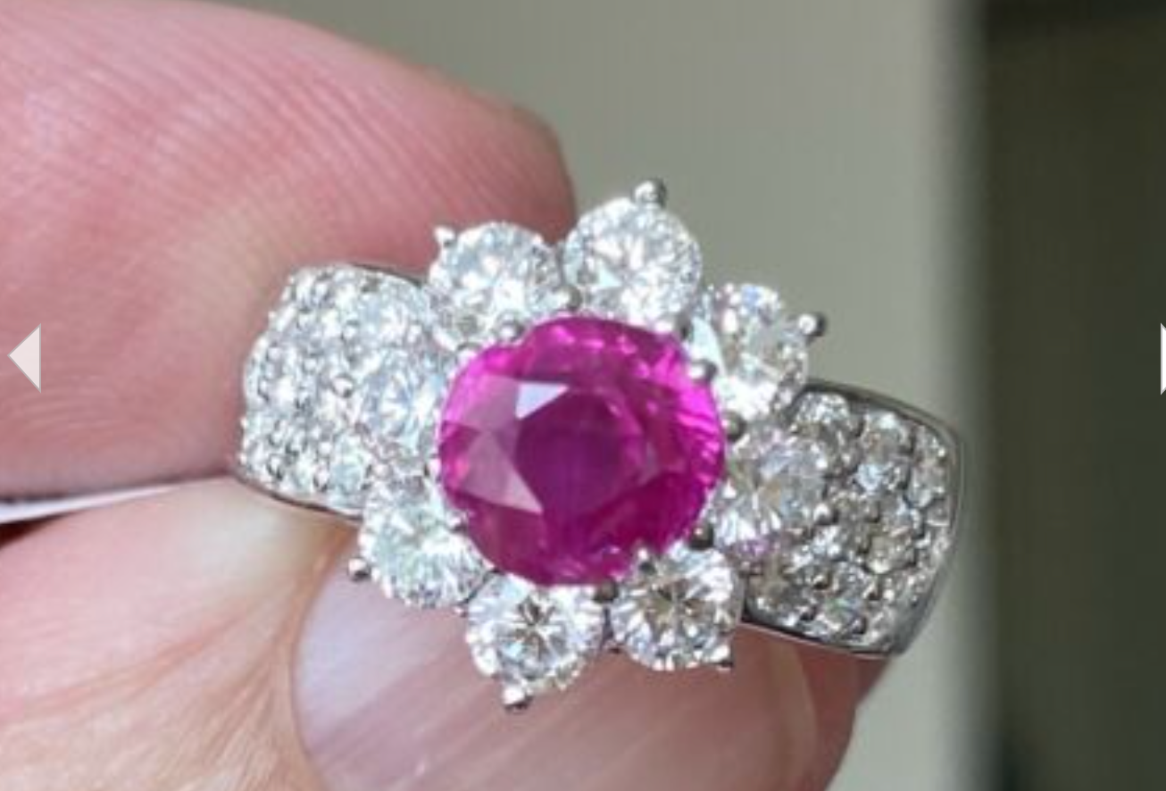 Stunning 2.05ct Unheated No Heat Burma Ruby + Diamond Ring