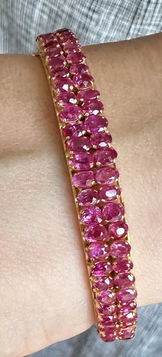 A Stunning Estate Unheated Burma Ruby Bangle Bracelet