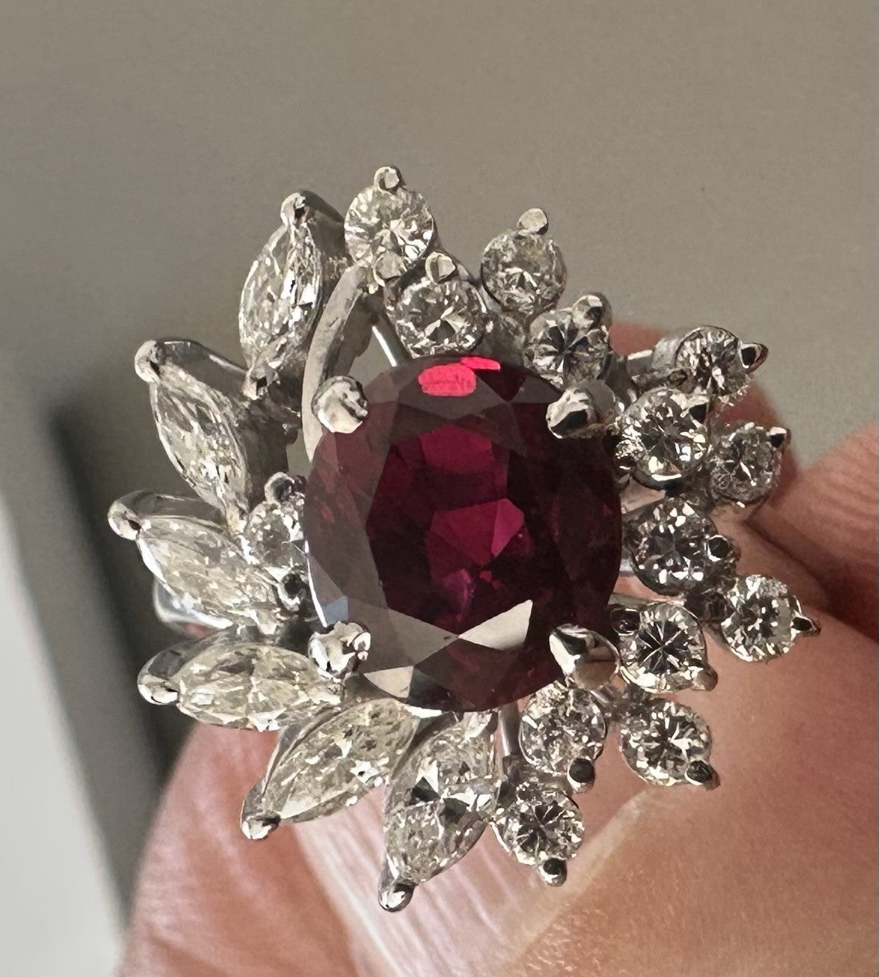 2.03ct ‘Pigeon’s  Blood’ Thai Ruby & Diamond Platinum Ring
