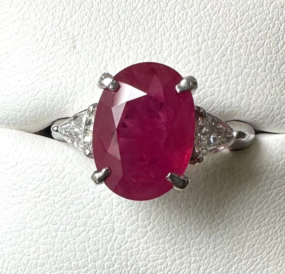 4.95ct Burma Ruby & Diamond Platinum Ring + Certificate