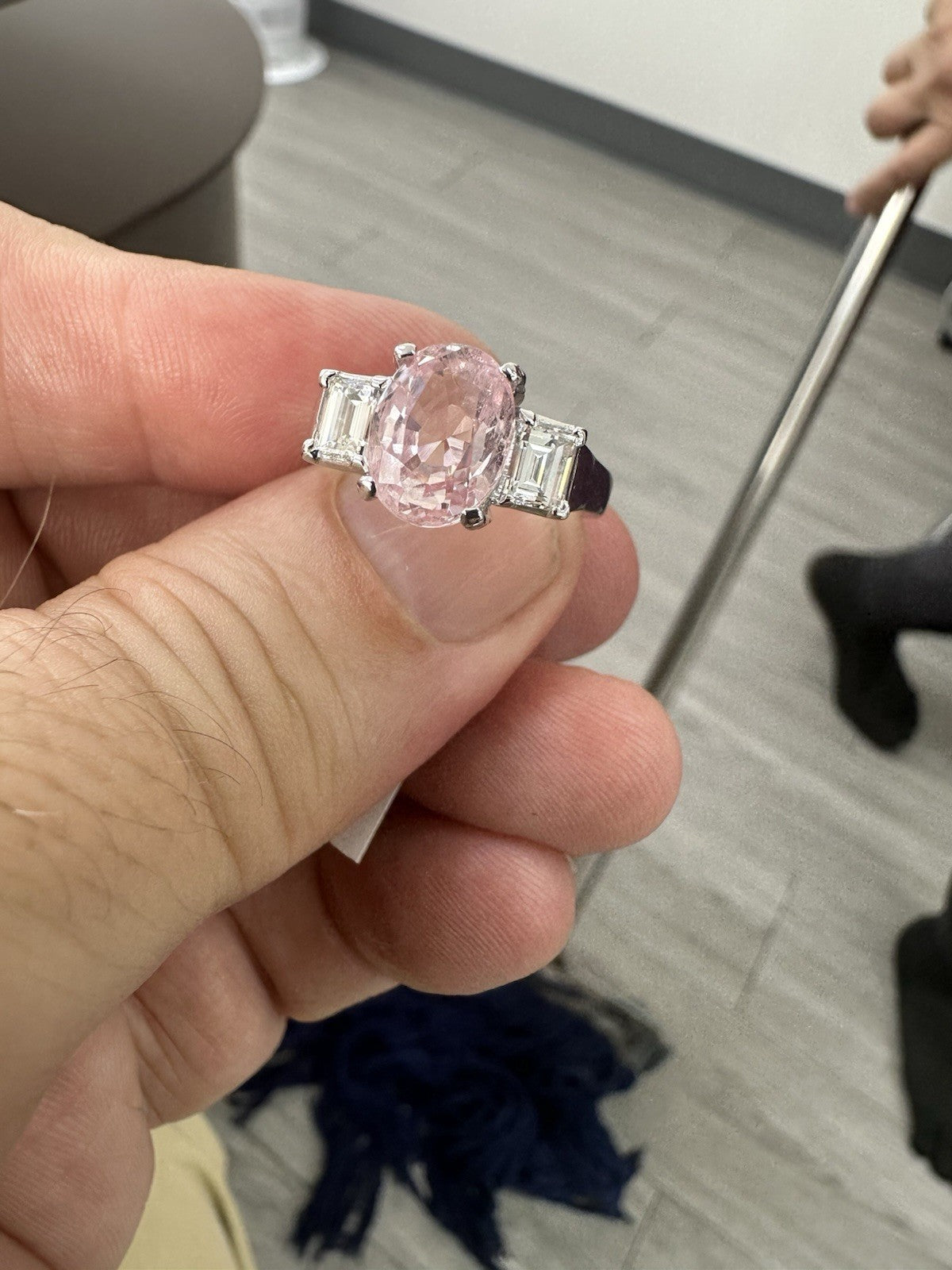 Sensational Unheated No Heat 3.06ct Padparadscha Sapphire Ring AIGS Certificate