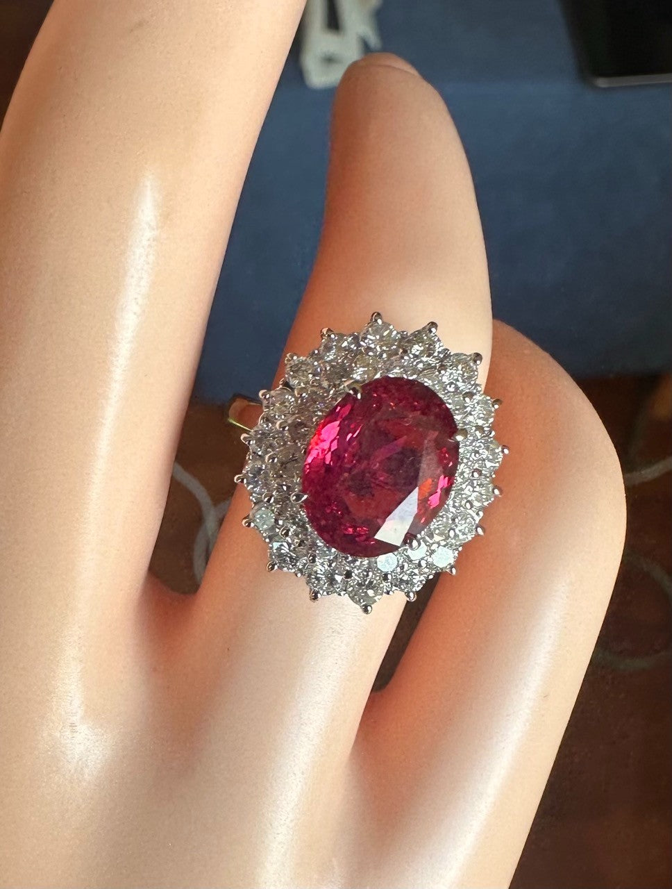 A Magnificent 3.03ct Unheated Burma Red Spinel & Diamond Ring