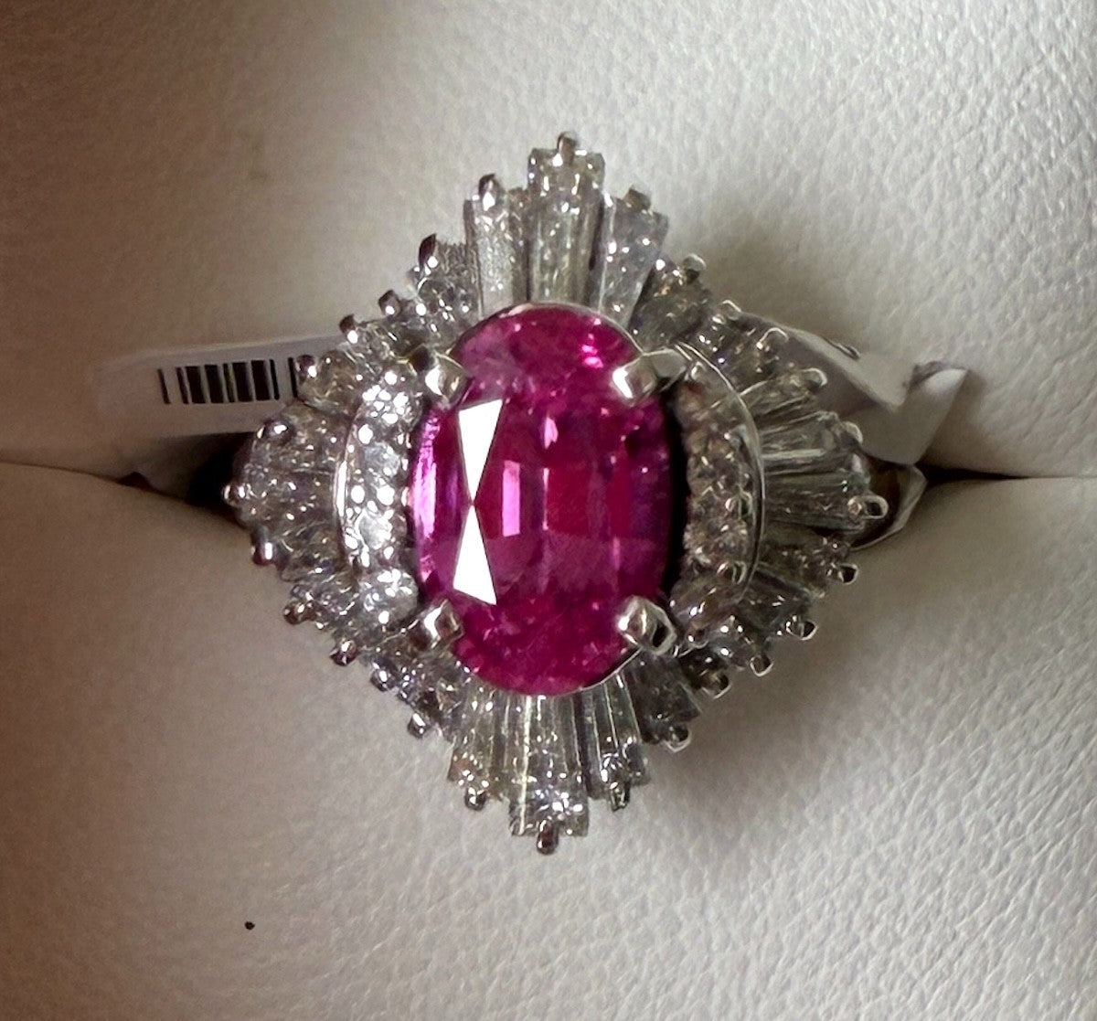 A Stunning 2.44ct Fuschia Pink Sapphire & Diamond Ring