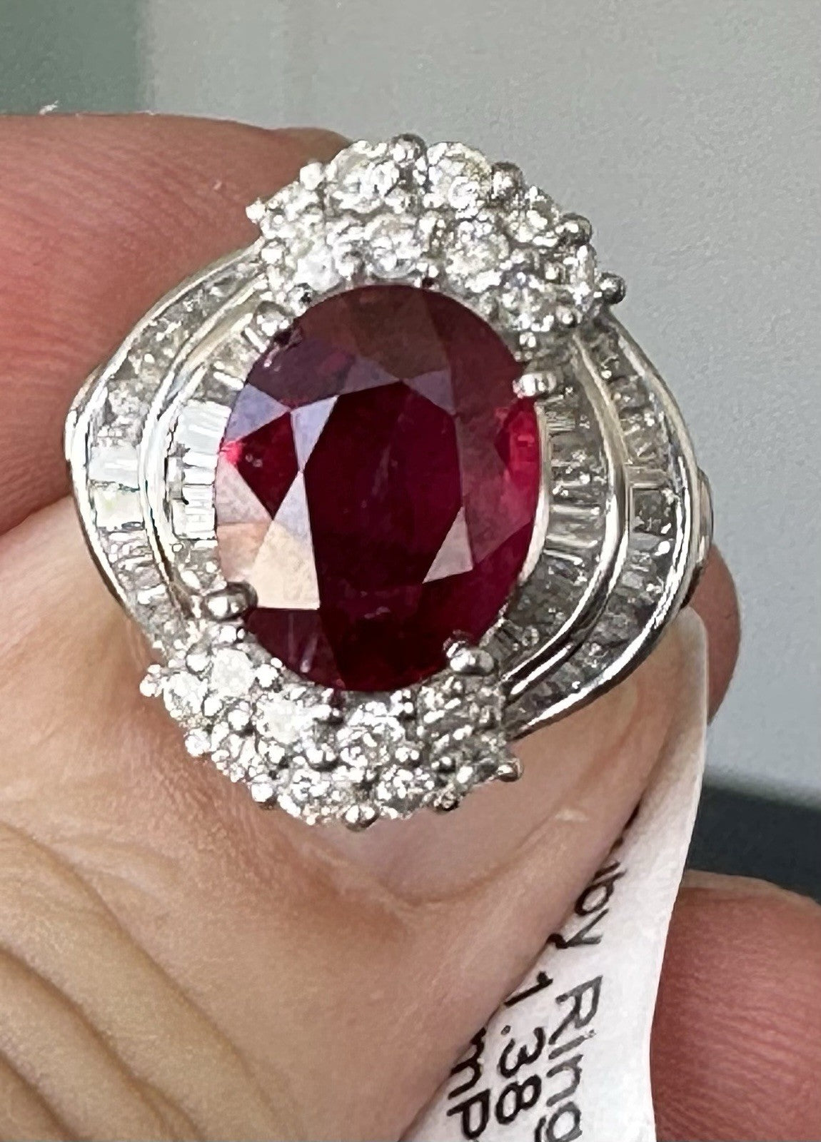 A Magnificent 4.02ct Thai Ruby & Diamond Platinum Ring