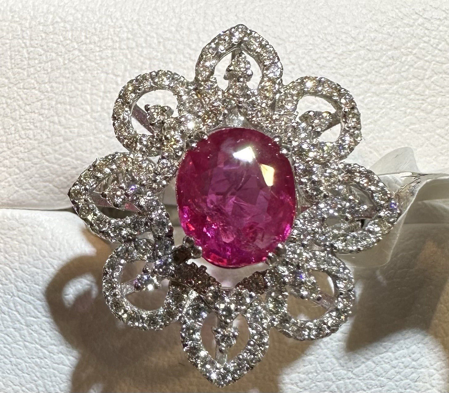 Beautiful Unheated No Heat 1.92ct Burma Ruby & Diamond Ring AIGS