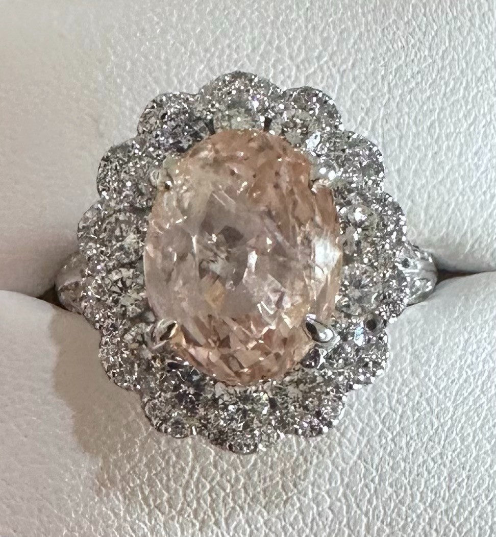 Unheated 9.78ct Padparadscha Sapphire No Heat Ring AIGS Cert- Impressive!